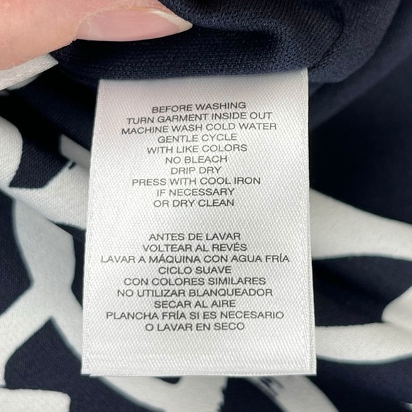 Anne Klein Black & White Floral Patterned Stretchy Dress with Side Ruching Sz 16 - Picture 10 of 11